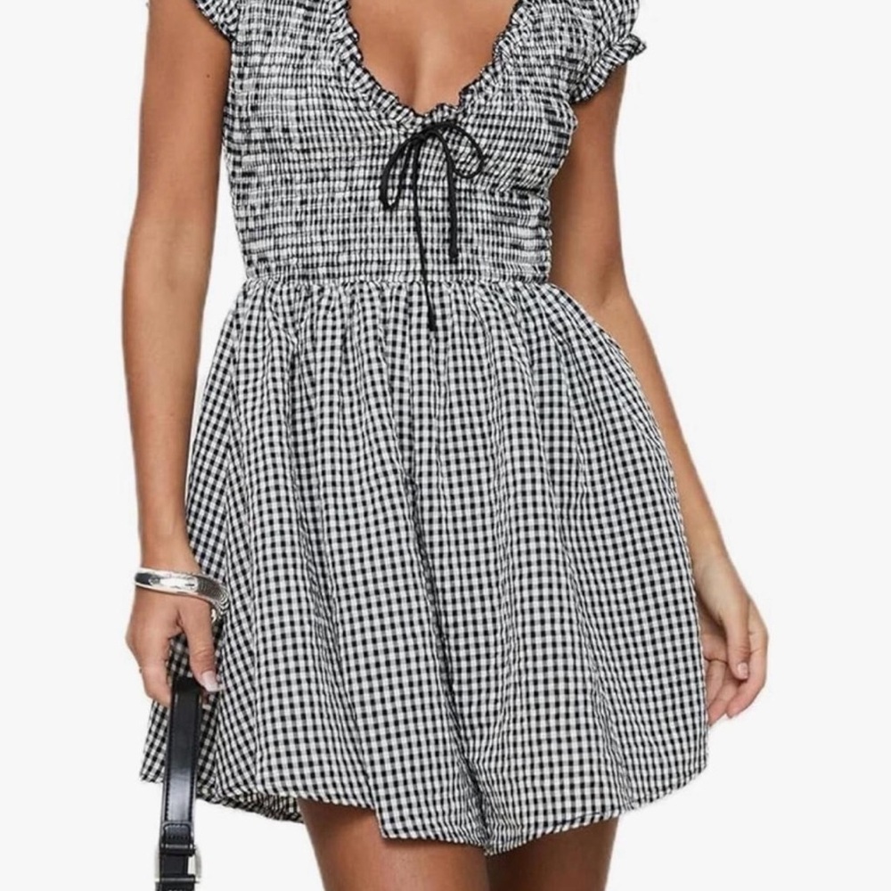 Black and White Gingham Romper